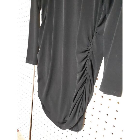 Ellen Tracy Black Ruched Sides Tunic With Embellishment Around Neck Large - Picture 4 of 8